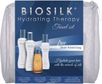 Biosilk Дорожный набор Hydrating Therapy Биосилк (шампунь 67 мл, кондиционер 67 мл, масло для волос 52 мл, несмываемый кондиционер 67 мл, косметичка)