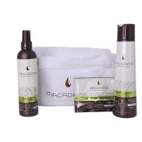 Macadamia Weightless Moisture Beauty Bag - Макадамия Набор Для Тонких Волос В Белой Косметичке
