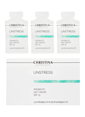 Christina Unstress-Probiotic day cream SPF-15 sachets kit - Дневной крем с пробиотическим действием SPF 15 в инд. саше 1,5 мл х 30 шт - вид 1 миниатюра