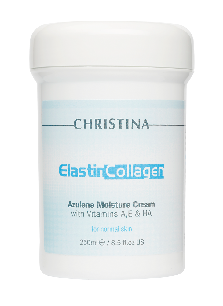 Christina ElastinCollagen Azulene Moisture Cream with Vitamins A, E & HA for normal skin – Увлажняющий крем с витаминами A, E и гиалуроновой кислотой для нормальной кожи «Эластин, коллаген, азулен» 250 мл - вид 1 миниатюра