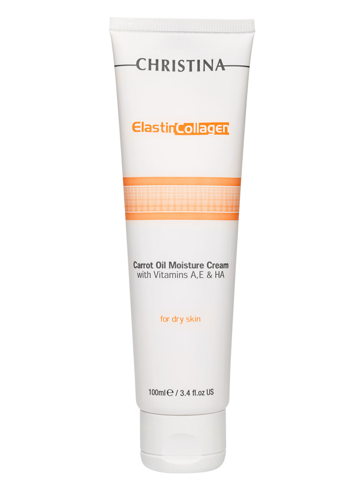 Christina ElastinCollagen Carrot Oil Moisture Cream with Vitamins A, E & HA for dry skin – Увлажняющий крем с витаминами A, E и гиалуроновой кислотой для сухой кожи«Эластин, коллаген, морковное масло» 100 мл - вид 1 миниатюра