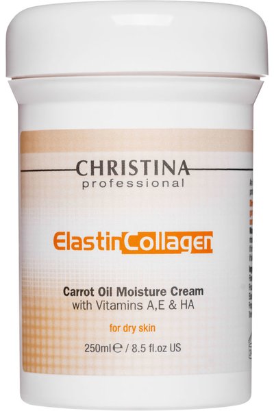Christina ElastinCollagen Carrot Oil Moisture Cream with Vitamins A, E & HA for dry skin – Увлажняющий крем с витаминами A, E и гиалуроновой кислотой для сухой кожи «Эластин, коллаген, морковное масло» 250 мл - вид 1 миниатюра