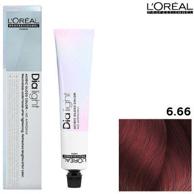 Loreal DiaLIGHT Краска для волос 6.66 темный блондин интенсивный красный, 50 мл