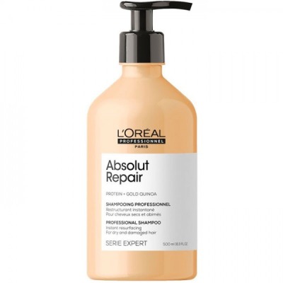 Loreal Absolut Repair Gold Shampoo - Шампунь для восстановления поврежденных волос с золотой текстурой (Реновация) 500 мл