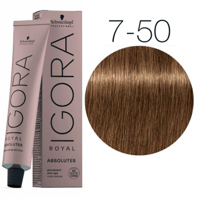 Schwarzkopf Краска IGORA Royal Absolutes 7-50 Средне-русый золотистый натуральный, 60мл - вид 1 миниатюра