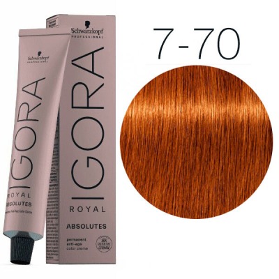 Schwarzkopf Краска IGORA Royal Absolutes 7-70 Средне-русый медный натуральный, 60мл