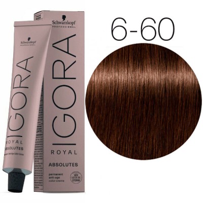 Schwarzkopf Краска IGORA Royal Absolutes 6-60 Тёмно-русый коричневый натуральный, 60мл - вид 1 миниатюра