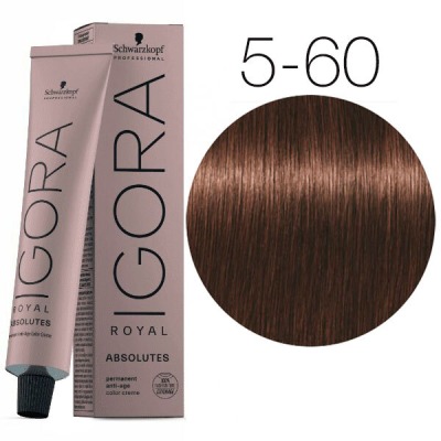 Schwarzkopf Краска IGORA Royal Absolutes 5-60 Светлый коричневый шоколадный натуральный, 60мл - вид 1 миниатюра