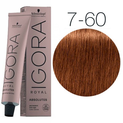 Schwarzkopf Краска IGORA Royal Absolutes 7-60 Средне-русый коричневый натуральный, 60мл - вид 1 миниатюра