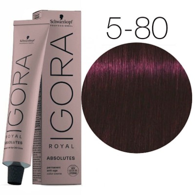 Schwarzkopf Краска IGORA Royal Absolutes 5-80 Светло-коричневый красный, 60мл - вид 1 миниатюра