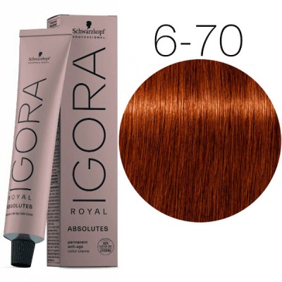 Schwarzkopf Краска IGORA Royal Absolutes 6-70 Темно-русый медный натуральный, 60мл - вид 1 миниатюра