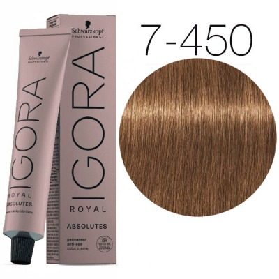 Schwarzkopf Краска IGORA Royal Absolutes 7-450 Средний русый бежевый золотистый натуральный, 60мл