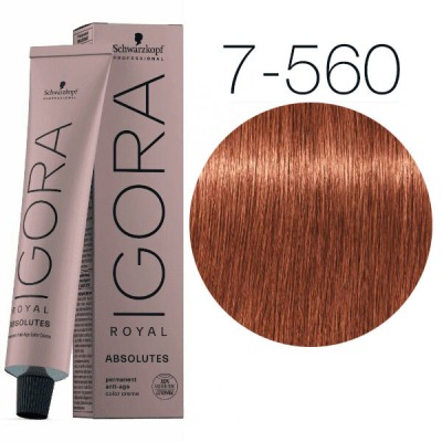 Schwarzkopf Краска IGORA Royal Absolutes 7-560 Средний русый золотистый шоколадный натуральный, 60мл - вид 1 миниатюра