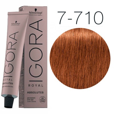 Schwarzkopf Краска IGORA Royal Absolutes 7-710 Средний русый медный сандрэ натуральный, 60мл - вид 1 миниатюра